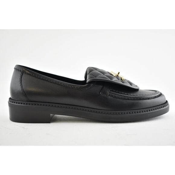 Chanel 22P Black Quilted Flap Turnlock CC Gold Logo Mule Slip On Flat Loafer 38 - Picture 2 of 12